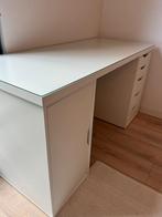 Witte Make-up/Bureau Kast met 5 Lades + Glasblad op Maat, Ophalen of Verzenden, Zo goed als nieuw, Bureau