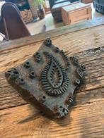 Antique Double Paisley Wood Textile block, Ophalen of Verzenden