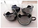 4 retro vintage tassen glazen thee koffie huishouden servies, Huis en Inrichting, Ophalen of Verzenden