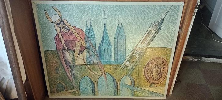 Peinture sur panneau signée Ben Genaux, 135x110, n352, Antiquités & Art, Art | Peinture | Abstraite, Enlèvement