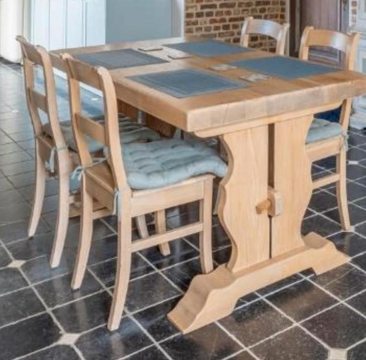Massief eiken tafel - landelijke hoeve stijl, Huis en Inrichting, Tafels | Eettafels, Zo goed als nieuw, 50 tot 100 cm, 150 tot 200 cm