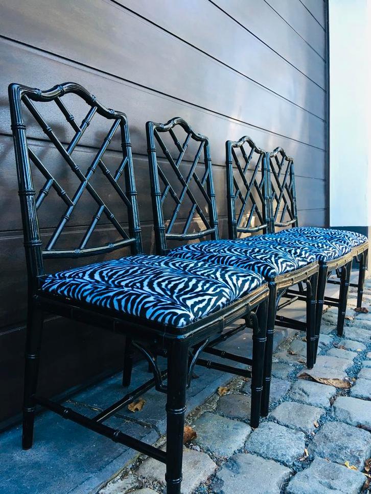 Set Vintage Jonathan Adler’s Faux Bamboo stoelen., Huis en Inrichting, Stoelen, Zo goed als nieuw, Ophalen