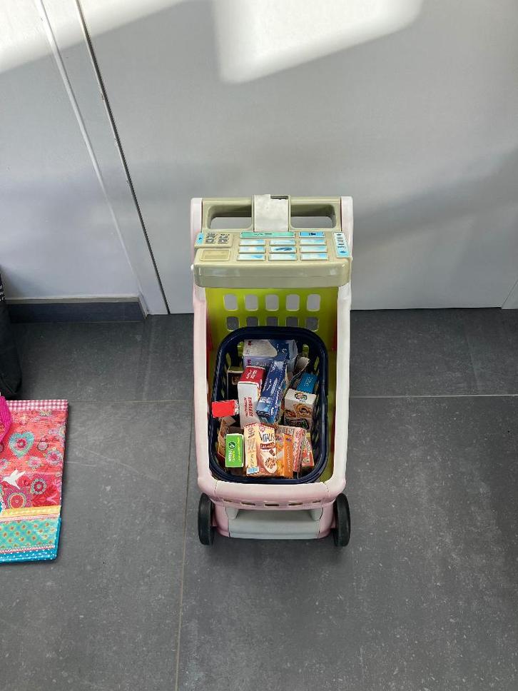 Winkelkar Smoby met boodschappen, Kinderen en Baby's, Speelgoed | Buiten | Speelhuisjes, Gebruikt, Plastic, Ophalen