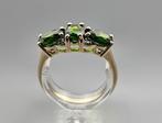 Gouden Vintage ring edelsteen smaragd en diamant. 2024/402., Handtassen en Accessoires, Antieke sieraden, Ophalen of Verzenden