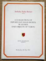 Gold Boxes, Watches, Objects of vertu - 1981 -Sotheby/Geneva, Boeken, Catalogussen en Folders, Gelezen, Redactiecollectief, Ophalen of Verzenden