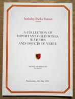 Gold Boxes, Watches, Objects of vertu - 1981 -Sotheby/Geneva, Livres, Catalogues & Dépliants, Redactiecollectief, Utilisé, Catalogue