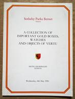 Gold Boxes, Watches, Objects of vertu - 1981 -Sotheby/Geneva, Enlèvement ou Envoi, Utilisé, Redactiecollectief, Catalogue
