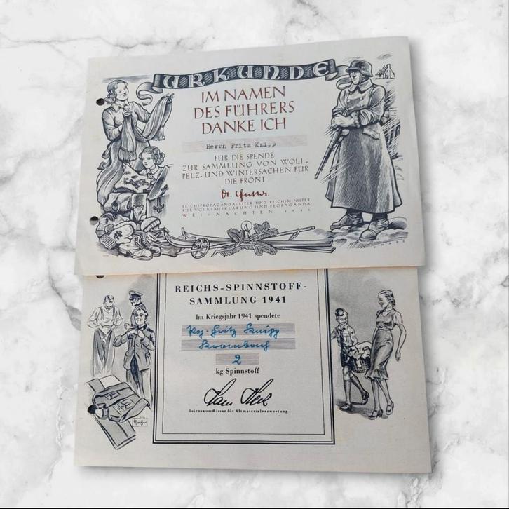 Duitse WO2 Urkunde grouping Ostfront, Verzamelen, Militaria | Tweede Wereldoorlog, Ophalen of Verzenden