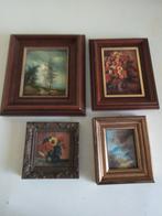 Te koop set van 4 miniatuur schilderijtjes gesigneerd!, Antiek en Kunst, Ophalen of Verzenden