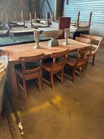 Oude Eikenhouten tafel met 6 stoelen, Huis en Inrichting, Stoelen, Ophalen, Zo goed als nieuw