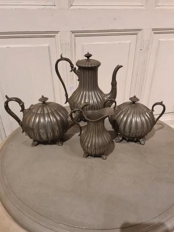 Antieke tinnen thee- en koffieset ... Deakin&son Sheffield beschikbaar voor biedingen