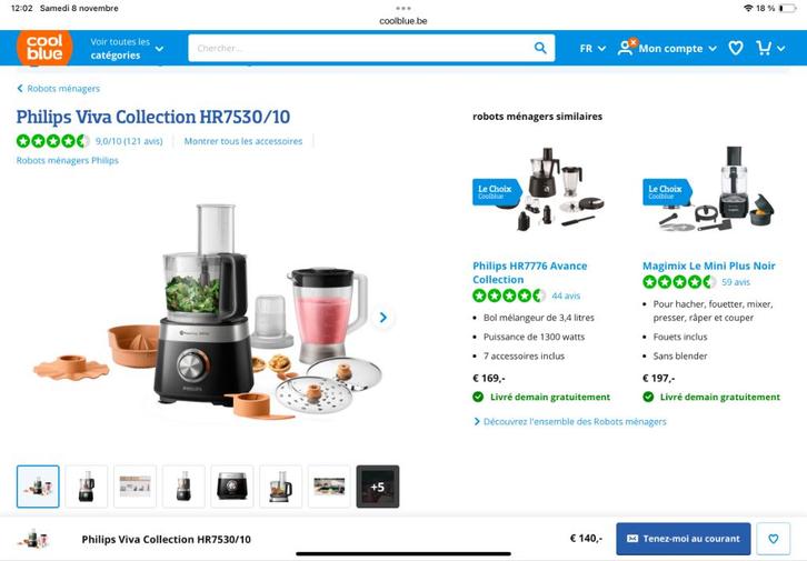 Robot ménager philips, Electroménager, Mélangeurs de cuisine, Neuf, 2 à 3 litres, Enlèvement