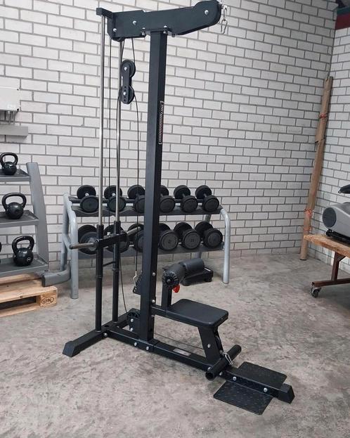 Barbarian line 2.0 lat en low pulley station + Row Seat, Sport en Fitness, Fitnessmaterialen, Zo goed als nieuw, Halterschijven