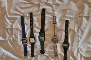 Lot de 5 montres digitales rétro – style Casio vintage beschikbaar voor biedingen