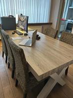 Landelijke eettafel wit/taupe met 6 stoelen * NIEUW*, Huis en Inrichting, Ophalen, 50 tot 100 cm, Vijf personen of meer, 150 tot 200 cm