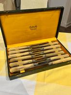 Antiek zilverwerk - doos met 12 tafelmessen, Ophalen of Verzenden