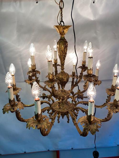 Kroonluster brons, Huis en Inrichting, Lampen | Kroonluchters, Gebruikt, Metaal, Ophalen