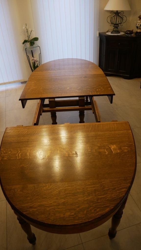 Table en chêne de 160 cm avec 2 allonges (50 et 60cm), Huis en Inrichting, Tafels | Eettafels, Zo goed als nieuw, 100 tot 150 cm
