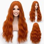 Pruik lang oranje haar met golfjes zonder pony, Handtassen en Accessoires, Verzenden, Nieuw