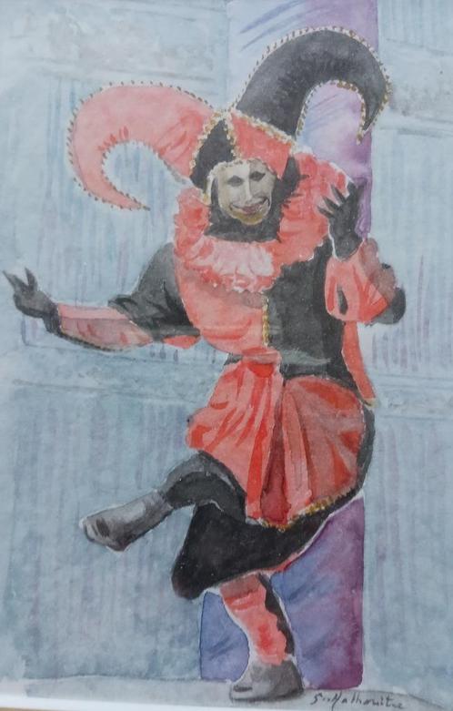 Carnaval de Venise - Joker dansant, Antiquités & Art, Art | Peinture | Classique, Enlèvement ou Envoi