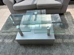 Glazen salontafel moderne look, Huis en Inrichting, Tafels | Salontafels, Ophalen, Gebruikt, 50 tot 100 cm, 50 tot 75 cm