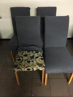 4 stoelen met nieuwe overtrekken samen 5€, Vier, Gebruikt, Ophalen of Verzenden, Hout