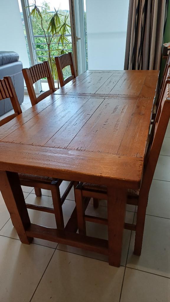 table chêne massif & 6 chaises, Maison & Meubles, Salles à manger complètes, Comme neuf, 4 à 6 chaises, Enlèvement