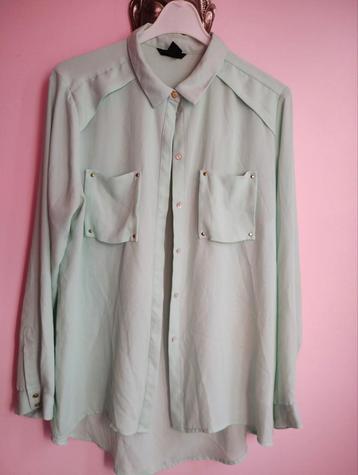 Mooie mintgroene blouse met lange mouwen H&M m. 42, Kleding | Dames, Ophalen of Verzenden, Zo goed als nieuw