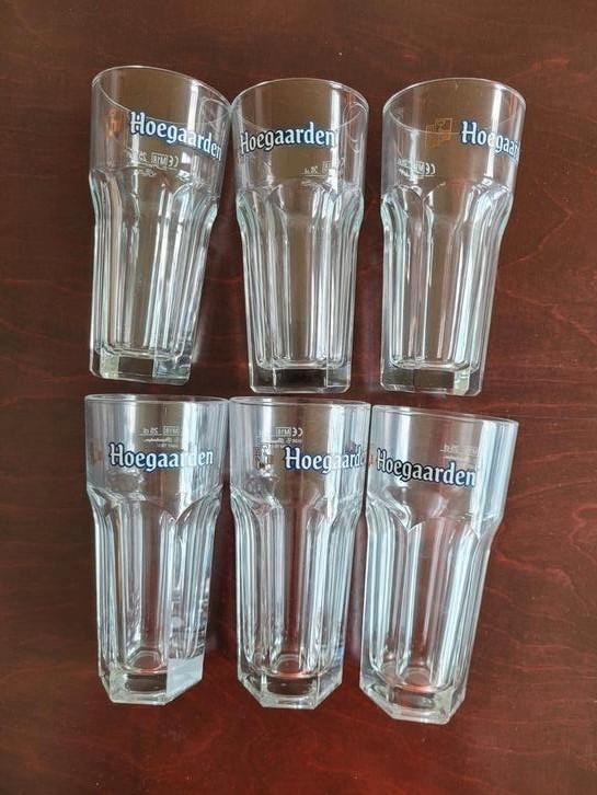 Hoegaarden glazen set van 6, Verzamelen, Glas en Drinkglazen, Zo goed als nieuw, Ophalen