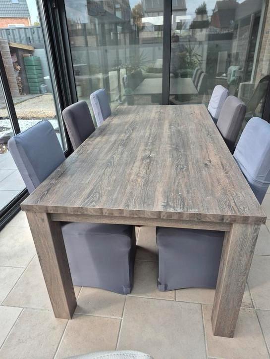 Eettafel 6-8 personen met 6 stoelen, Huis en Inrichting, Tafels | Eettafels, 100 tot 150 cm, 200 cm of meer, Vijf personen of meer