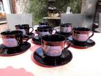 Koffiekopjes 7st zwarte Arcopal met tekening, Huis en Inrichting, Nieuw, Ophalen