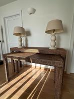 Prachtige rieten consoletafels Flamant (met lampen), Huis en Inrichting, Ophalen, Overige materialen, Zo goed als nieuw, 75 cm of meer