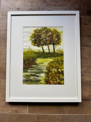 AQUAREL  -MEYERS D – bomen-  ingekaderd  beschikbaar voor biedingen