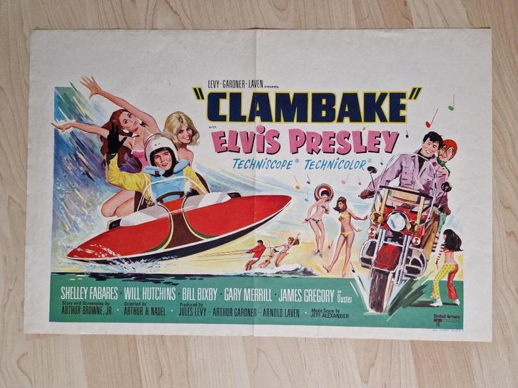 filmaffiche Elvis Presley Clambake 1967 filmposter, Verzamelen, Posters, Zo goed als nieuw, Film en Tv, A1 t/m A3, Rechthoekig Liggend