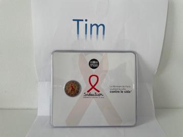 2 euro herdenkingsmunt Frankrijk 2014 tegen Aids gekleurd BU beschikbaar voor biedingen