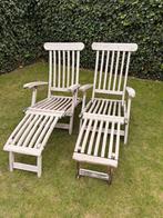 2 Teak ligstoelen, Tuin en Terras, Ophalen, Gebruikt, Hout, Inklapbaar