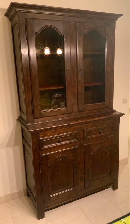 Mooie eiken hoge kast, kan ook met dressoir, Huis en Inrichting, Kasten | Buffetkasten, Zo goed als nieuw, Eikenhout, Glas, Ophalen