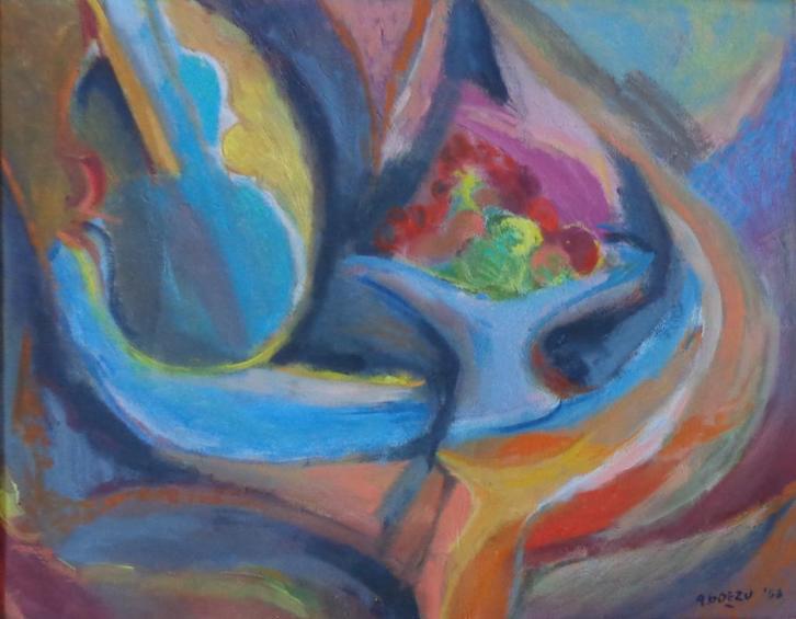 ANDRE GOEZU / ABSTRACT STILLEVEN / OLIEVERF DOEK / 76x92cm, Antiek en Kunst, Kunst | Schilderijen | Modern, Ophalen