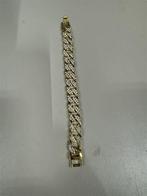 armband goud kleurig - Cuban chain link Iced bling, Ophalen of Verzenden, Zo goed als nieuw, Goud, Goud