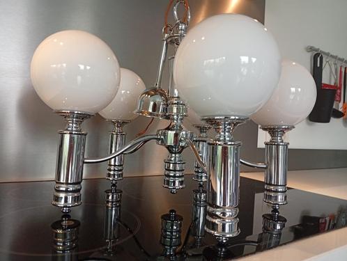 Unieke zeer zeldzame vintage hanglamp met 5 opaline bollen, Antiek en Kunst, Antiek | Verlichting, Ophalen