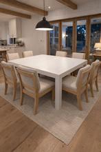 Massieve houten eettafel – witgelakt – 8 personen, Huis en Inrichting, Tafels | Eettafels, 150 tot 200 cm, Vierkant, Ophalen of Verzenden