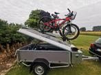 Gesloten aanhangwagen met 4 thule fietsdragers, Ophalen, Gebruikt
