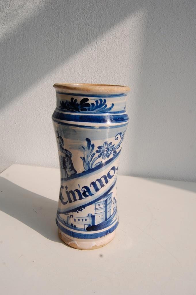 Fayence Albarello Apothekerspot Apotheek Kruik voor Kaneel, Antiek en Kunst, Antiek | Keukengerei, Ophalen of Verzenden