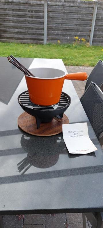 Le Creuset volledige vintage fondueset + 6 vorkjes oranje pa beschikbaar voor biedingen
