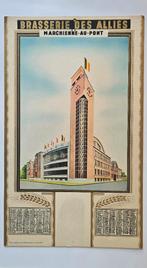 Brasserie Des Alliés Carton publicitaire calendrier 1939, Collections, Marques de bière, Enlèvement ou Envoi, Utilisé, Panneau, Plaque ou Plaquette publicitaire
