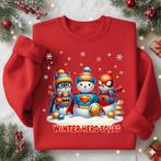Sweat-shirt de Noël rouge - Héros bonhomme de neige, Taille 38/40 (M), Gildan, Envoi, Neuf