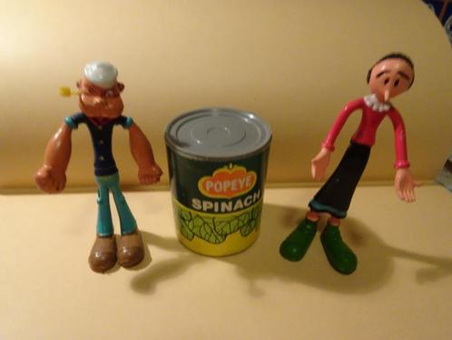 2 flexibele figuren - Popeye en Olive + spinaziedoos, Verzamelen, Beelden en Beeldjes, Gebruikt, Overige typen, Ophalen of Verzenden