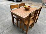 Charmant gerestaureerd tafeltje en 4 stoelen, Huis en Inrichting, Tafels | Eettafels, Ophalen, Gebruikt, 100 tot 150 cm, 50 tot 100 cm