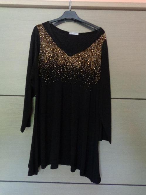 Feestelijk zwarte tuniek met steentjes (50/52), Kleding | Dames, Blouses en Tunieken, Zo goed als nieuw, Maat 46/48 (XL) of groter
