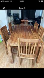 Acaciahouten eettafel en 6 stoelen in zeer goede staat, Huis en Inrichting, Ophalen, Gebruikt
